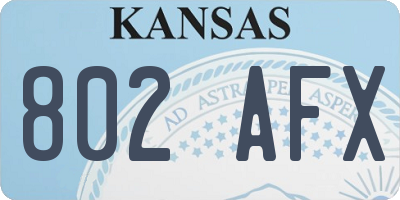KS license plate 802AFX
