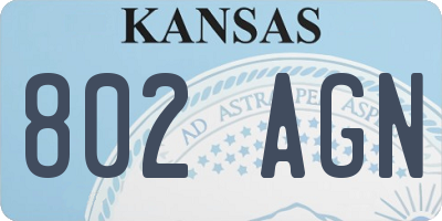KS license plate 802AGN