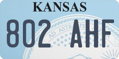 KS license plate 802AHF
