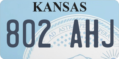 KS license plate 802AHJ