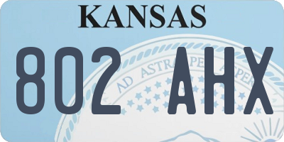KS license plate 802AHX