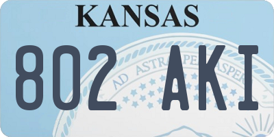 KS license plate 802AKI