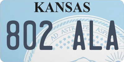 KS license plate 802ALA