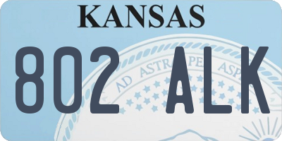 KS license plate 802ALK