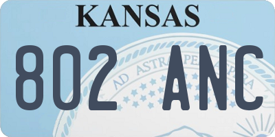 KS license plate 802ANC