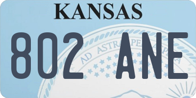 KS license plate 802ANE