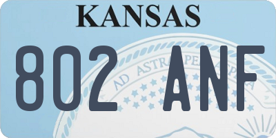 KS license plate 802ANF