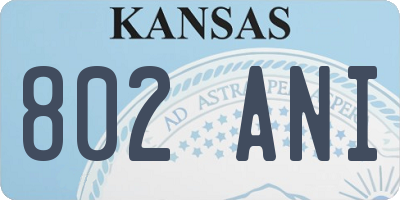 KS license plate 802ANI