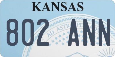 KS license plate 802ANN