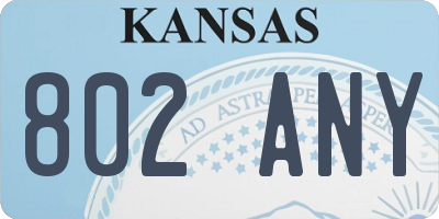 KS license plate 802ANY