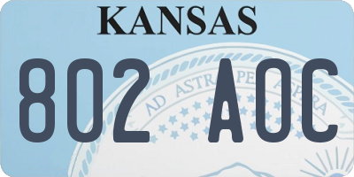 KS license plate 802AOC