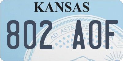 KS license plate 802AOF