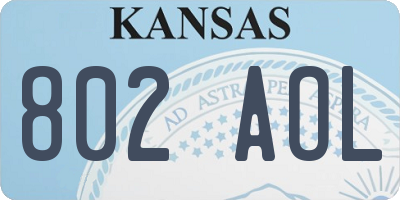 KS license plate 802AOL