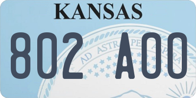 KS license plate 802AOO
