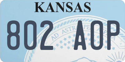 KS license plate 802AOP