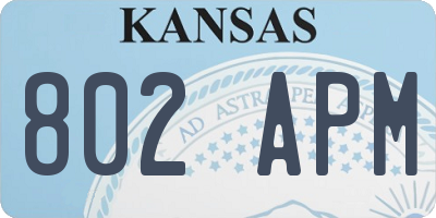KS license plate 802APM