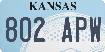 KS license plate 802APW