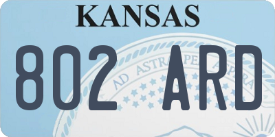 KS license plate 802ARD