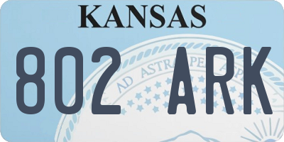 KS license plate 802ARK