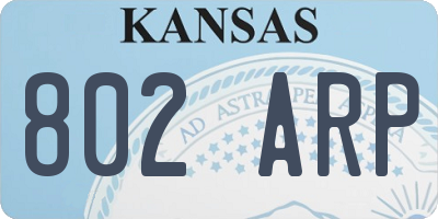 KS license plate 802ARP