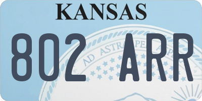 KS license plate 802ARR