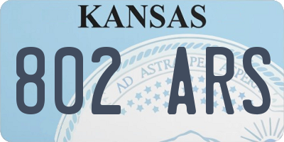 KS license plate 802ARS