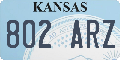 KS license plate 802ARZ