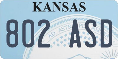 KS license plate 802ASD