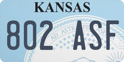 KS license plate 802ASF