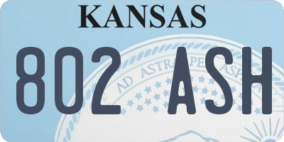 KS license plate 802ASH