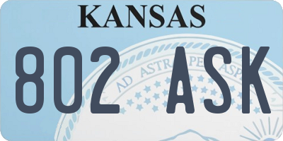 KS license plate 802ASK