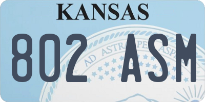 KS license plate 802ASM