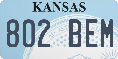 KS license plate 802BEM