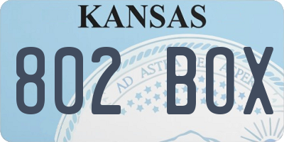 KS license plate 802BOX