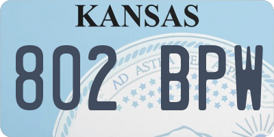 KS license plate 802BPW