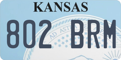 KS license plate 802BRM
