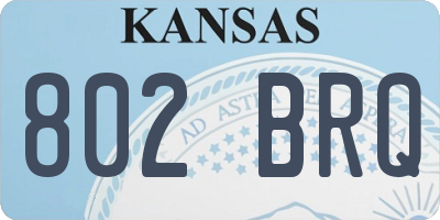 KS license plate 802BRQ