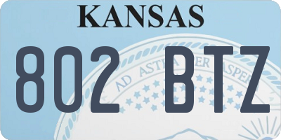 KS license plate 802BTZ