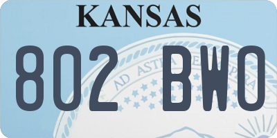 KS license plate 802BWO