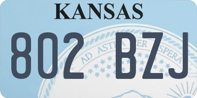 KS license plate 802BZJ