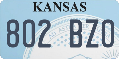 KS license plate 802BZO