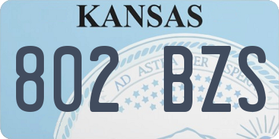 KS license plate 802BZS