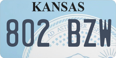 KS license plate 802BZW