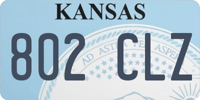 KS license plate 802CLZ