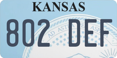 KS license plate 802DEF
