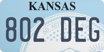 KS license plate 802DEG