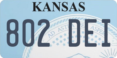 KS license plate 802DEI