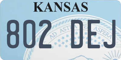 KS license plate 802DEJ
