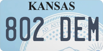 KS license plate 802DEM