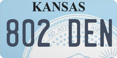KS license plate 802DEN